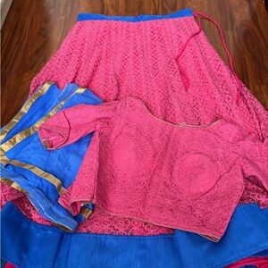 Elegant Pink and Blue Lehenga